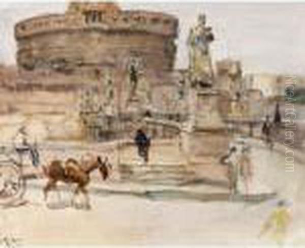 The Castel Sant' Angelo, Rome Oil Painting by Isaac Lazarus Israels