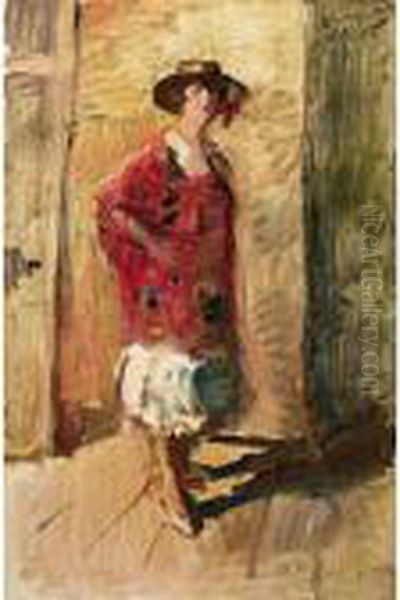 A Full Length Portrait Of An Actress In A Hat Oil Painting by Isaac Lazarus Israels
