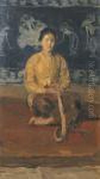 A Javanese Woman Seated Oil Painting by Isaac Lazarus Israels