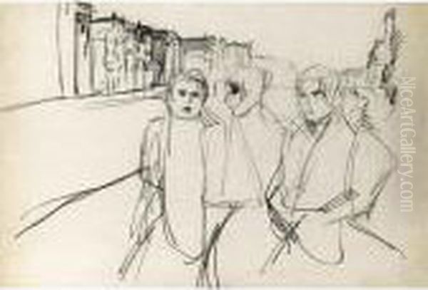 Three Servant Girls On The Prinsengracht, Amsterdam Oil Painting by Isaac Lazarus Israels