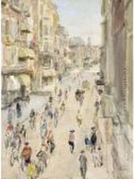 A View Of The Noordeinde, The Hague Oil Painting by Isaac Lazarus Israels