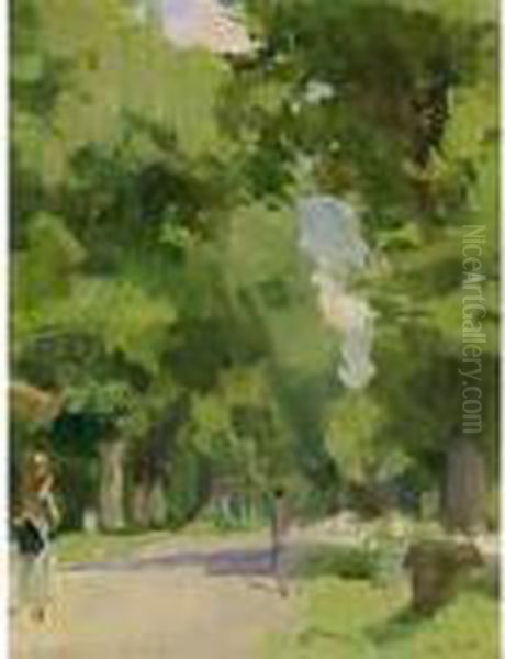 Strolling In The Hague Zoo Oil Painting by Isaac Lazarus Israels