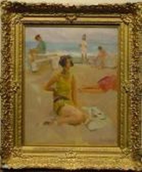 Dutch, 1865-1934
The Beach At Viareggio, 1927-1934 Oil Painting by Isaac Lazarus Israels