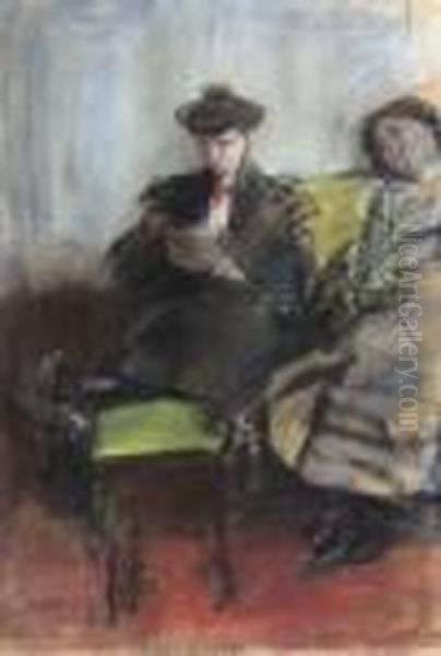 Interieur Met Twee Dames Oil Painting by Isaac Lazarus Israels