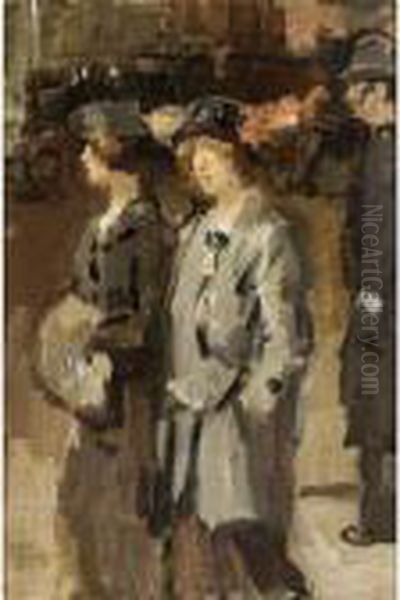 Two Cockney Girls, London Oil Painting by Isaac Lazarus Israels