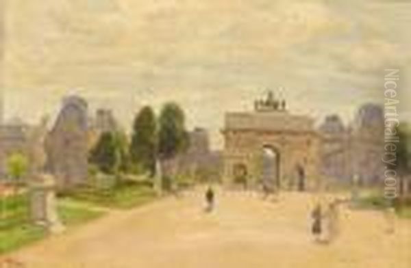 Devant Le Louvre, Jardin Des Tuilleries, Paris Oil Painting by Isaac Lazarus Israels