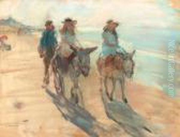 A Donkey Ride Oil Painting by Isaac Lazarus Israels