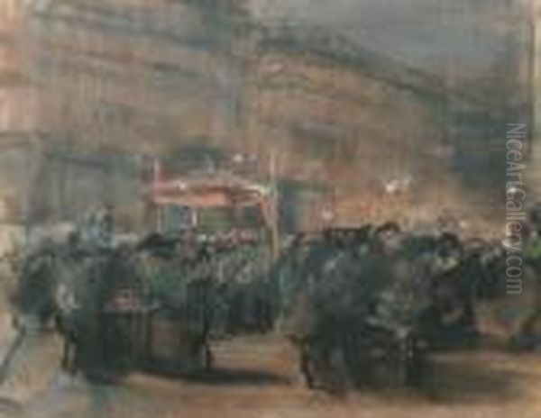 Paris By Night Oil Painting by Isaac Lazarus Israels