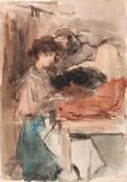 Seamstresses At Work In Paguin's Studio, Paris Oil Painting by Isaac Lazarus Israels