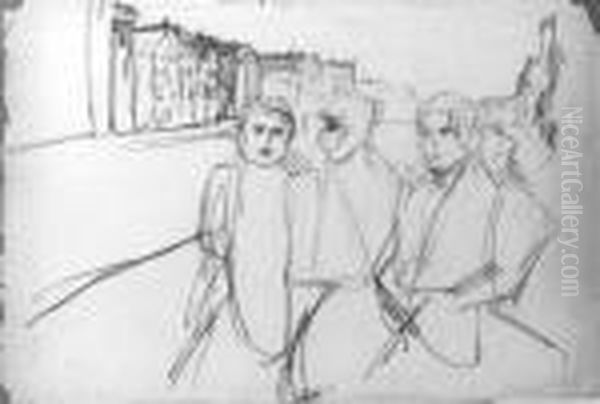 Three Waspitten Along A Canal Oil Painting by Isaac Lazarus Israels