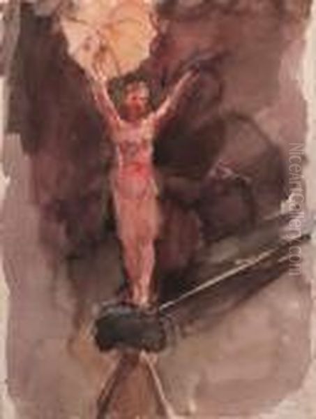 A Tightrope Danser, La Scala Theatre, Milan Oil Painting by Isaac Lazarus Israels