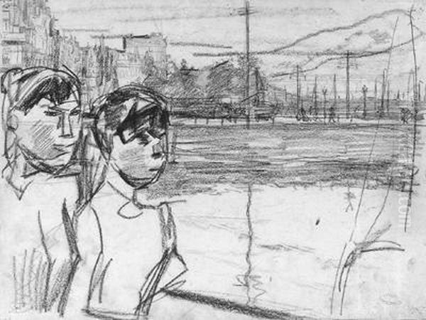 Waspitten On The Damrak Oil Painting by Isaac Lazarus Israels