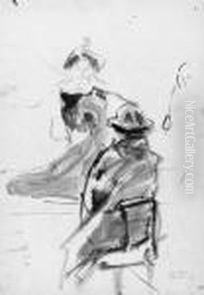 Elegant Ladies (recto And Verso) Oil Painting by Isaac Lazarus Israels