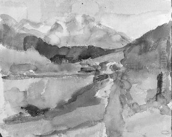 A Mountain Lake Near Bern, Switzerland Oil Painting by Isaac Lazarus Israels