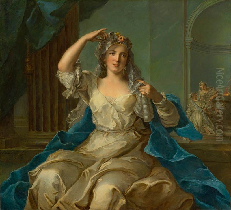 Portrait of a Lady as a Vestal Virgin Oil Painting by Jean-Marc Nattier