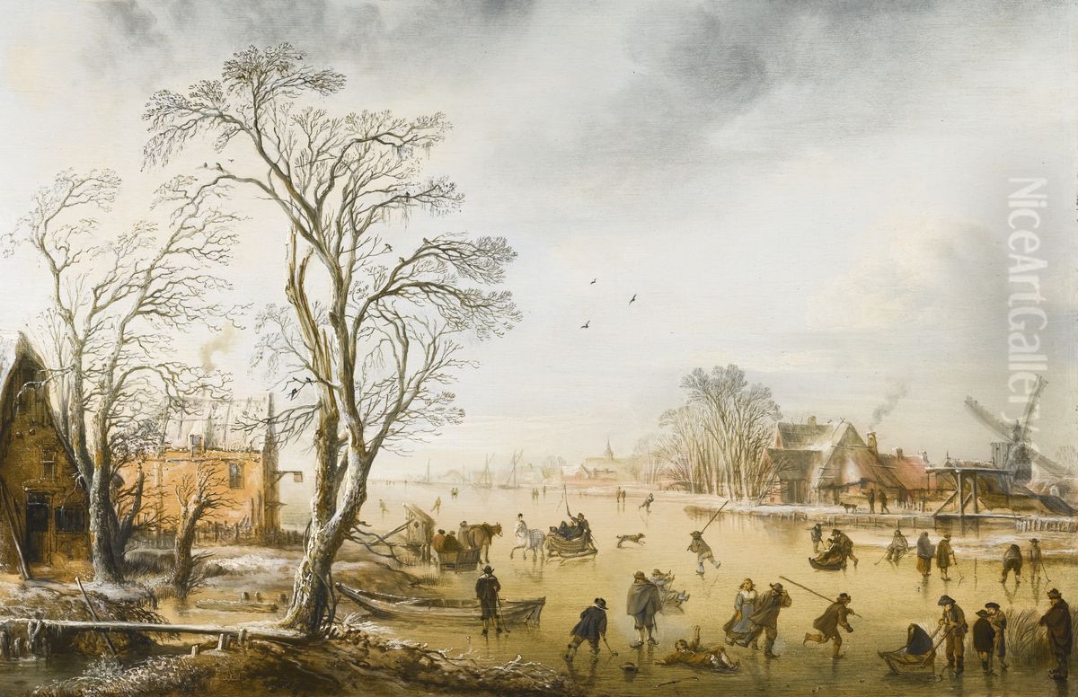 Winter Landscape Oil Painting by Aert van der Neer