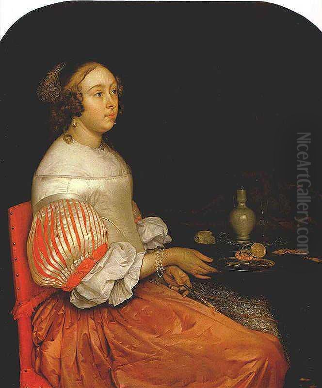 Young Lady at her Breakfast Oil Painting by Eglon van der Neer