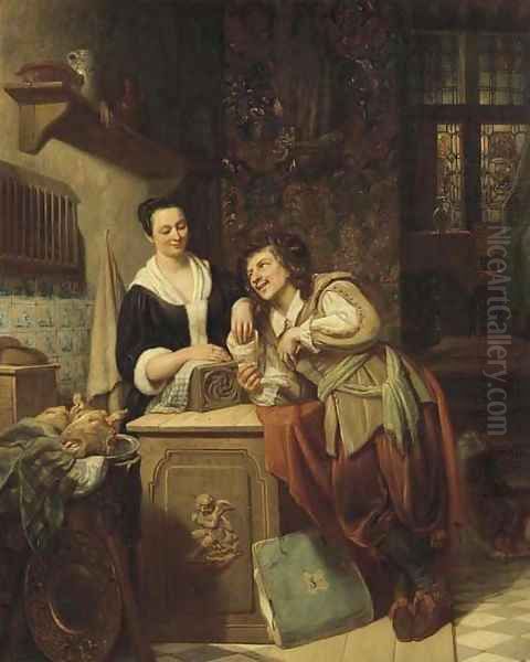 The flirt Oil Painting by Reiner Nooms (Zeeman)