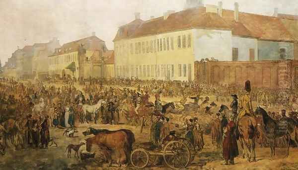 Market in Praga Oil Painting by Jan Piotr Norblin