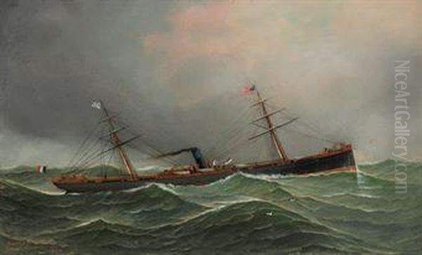 French Steamsailor Cachemire Oil Painting by Antonio Nicolo Gasparo Jacobsen