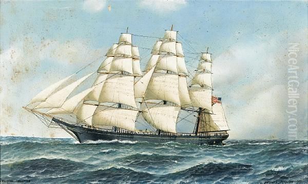 The Celebrated American Clipper Oil Painting by Antonio Nicolo Gasparo Jacobsen