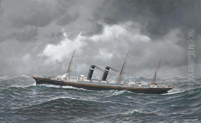 The S.s. 
Philadelphia
Of The Inman Line Oil Painting by Antonio Nicolo Gasparo Jacobsen
