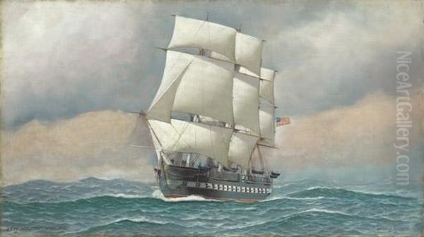 The 
U.s.f Constitution Oil Painting by Antonio Nicolo Gasparo Jacobsen
