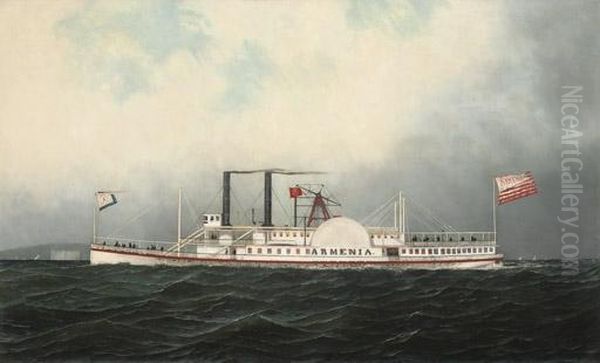 The Hudson River Day Line Steamboat 
Armenia Oil Painting by Antonio Nicolo Gasparo Jacobsen