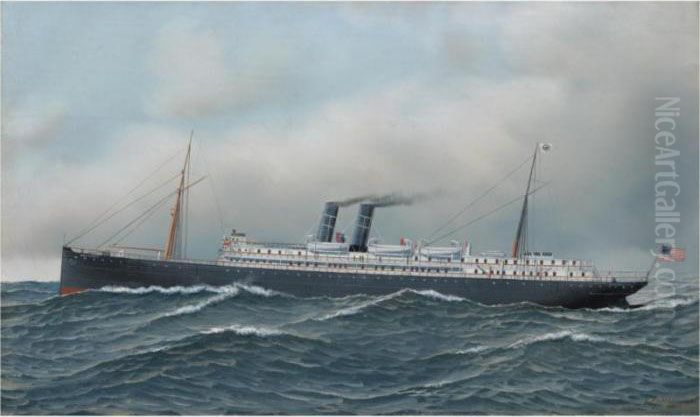 The Steamship Monterey Oil Painting by Antonio Nicolo Gasparo Jacobsen