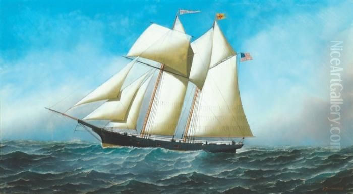 Brig
 Malek-adehl Oil Painting by Antonio Nicolo Gasparo Jacobsen