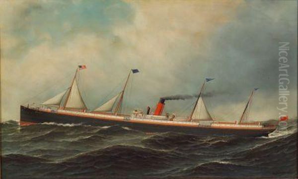 Portrait Of The Screw Steamer 
Mississippi. Oil Painting by Antonio Nicolo Gasparo Jacobsen