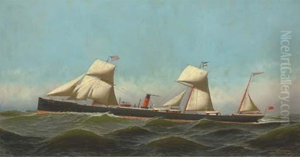 The S.s. Glencoe Outward Bound Oil Painting by Antonio Nicolo Gasparo Jacobsen