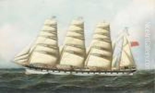 The Three Masted Our Barque Forteviot Oil Painting by Antonio Nicolo Gasparo Jacobsen