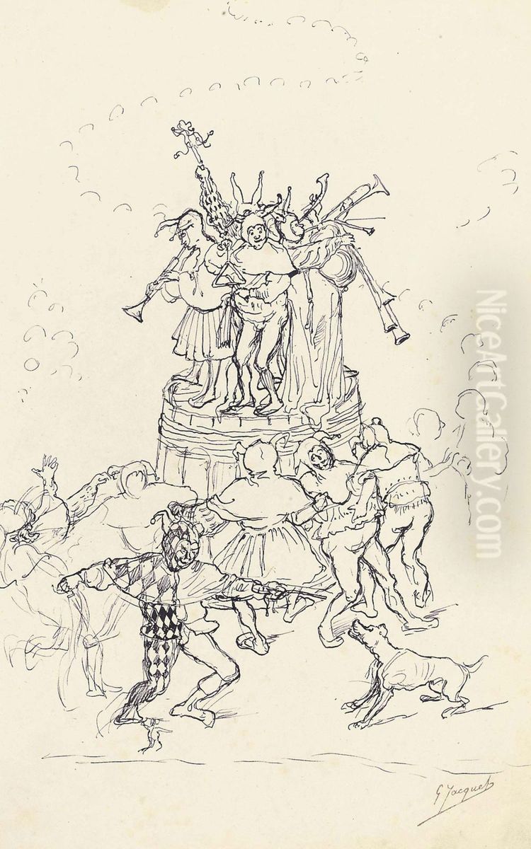 Collection Of Assorted Sketches Oil Painting by Jacquet Gustave