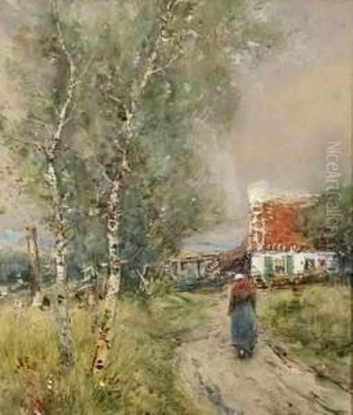 Chemin Anime Oil Painting by Jacquet Gustave