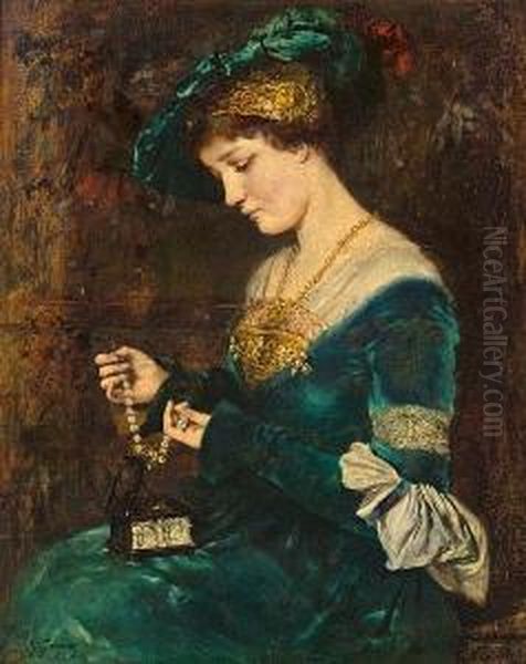 La Casque De Bijoux Oil Painting by Jacquet Gustave