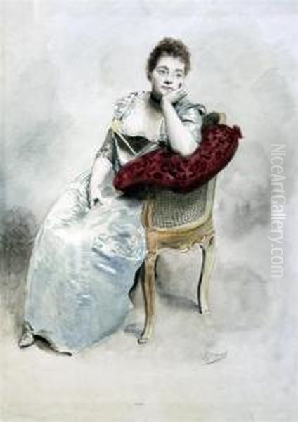 Portrait Of A Seated Lady Oil Painting by Jacquet Gustave