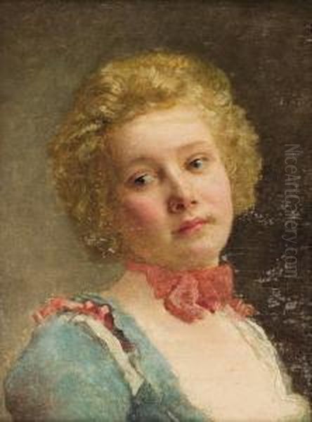 Portrait Of A Young Girl Oil Painting by Jacquet Gustave