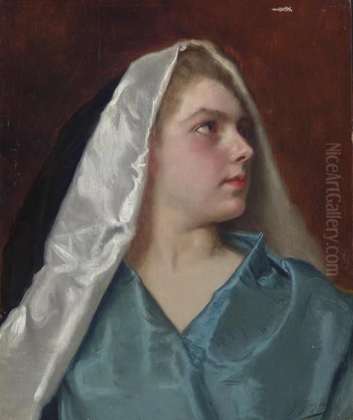 Jeune Fille Au Voile Oil Painting by Jacquet Gustave