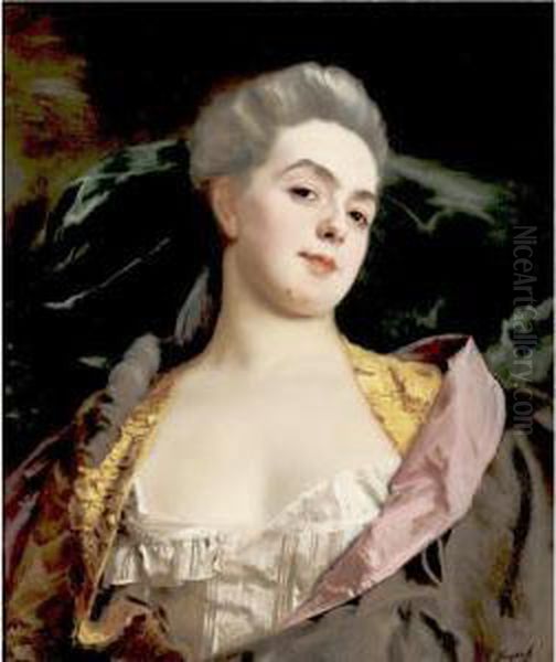 Portrait Of A Lady Oil Painting by Jacquet Gustave
