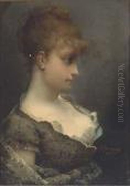 A Young Beauty In Contemplation Oil Painting by Jacquet Gustave