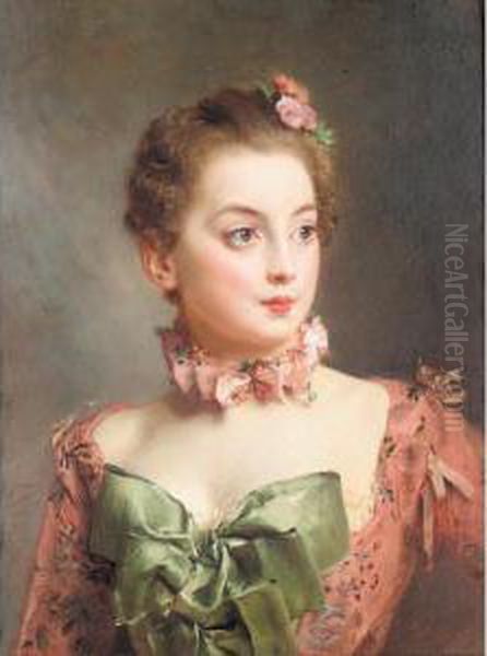 Portrait Of A Lady Oil Painting by Jacquet Gustave