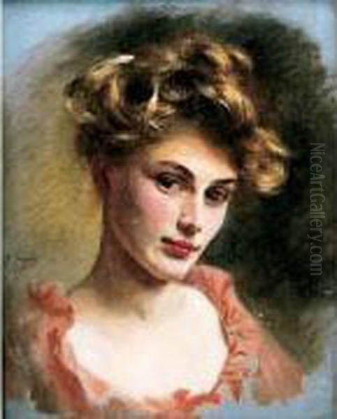 Portrait De Jeune Fille Oil Painting by Jacquet Gustave