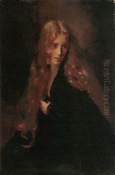 Raven Haired Beauty Oil Painting by Jacquet Gustave