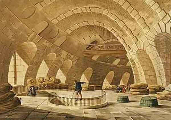 The Wheat Store Rue de Viarmes Oil Painting by John Claude Nattes