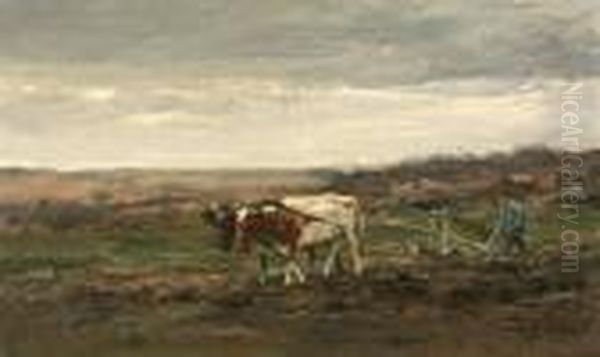 Ploegende Boer Oil Painting by Willem George Fred. Jansen
