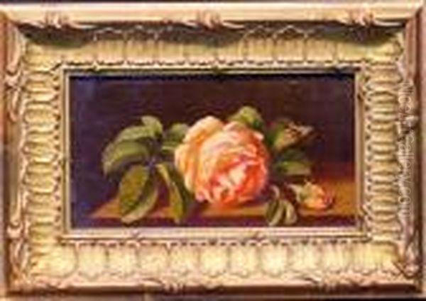 Still Life With Rose Oil Painting by Johan Laurentz Jensen