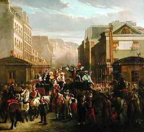 Descente de la Courtille Belleville Oil Painting by Celestin Francois Nanteuil