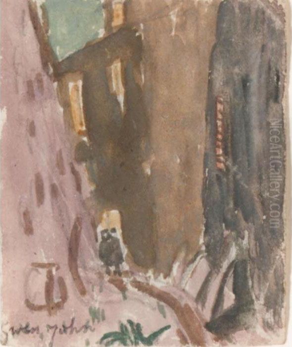 Houses At Dusk, Meudon Oil Painting by Gwendolen John