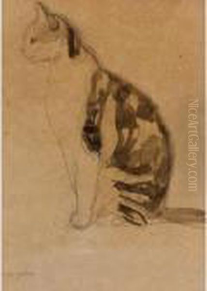 Study Of A Cat Oil Painting by Gwendolen John